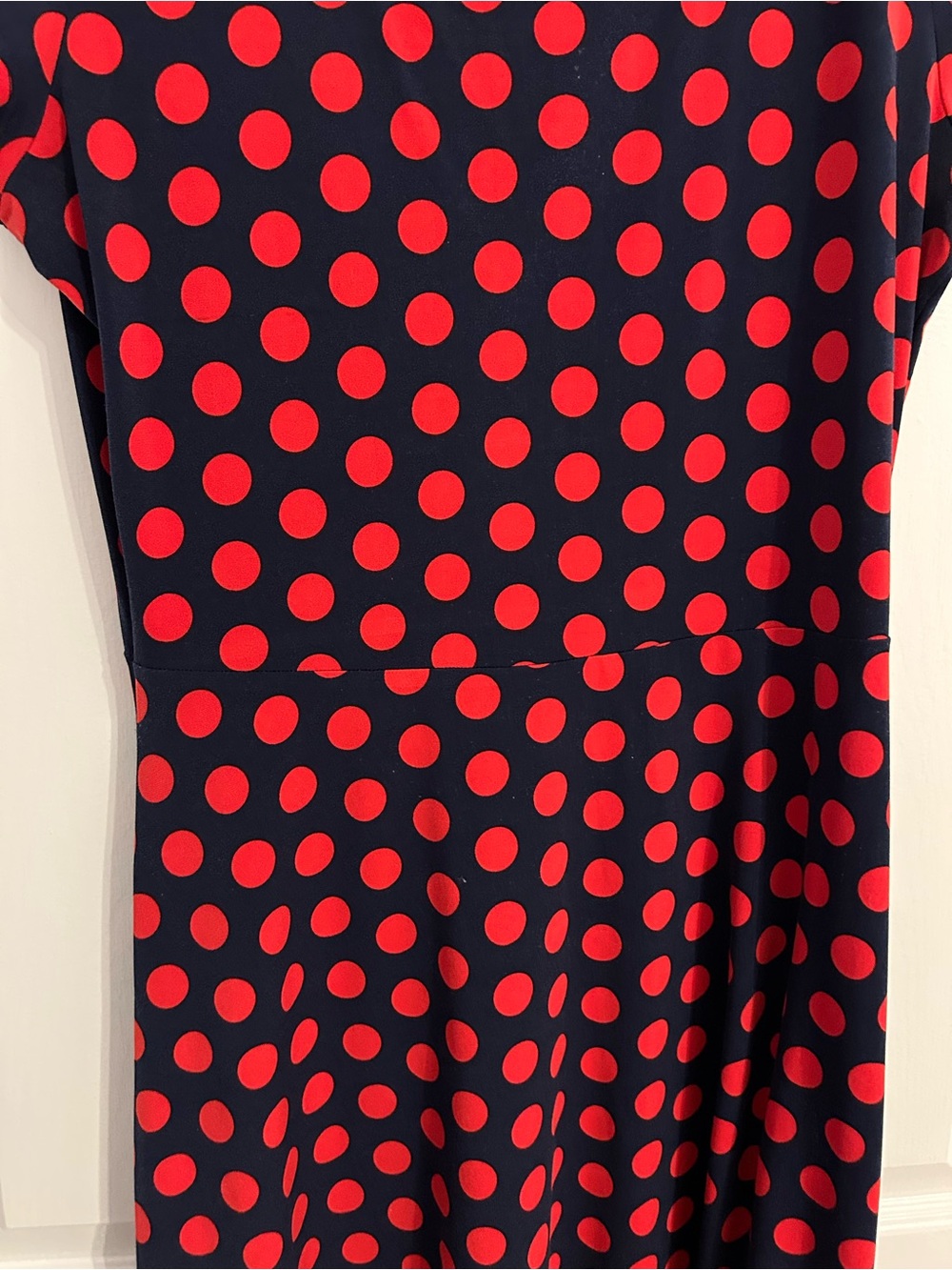 Michael Kors Navy Dress with Red Polka Dots and Gold Back Zipper - Picture 3 of 4